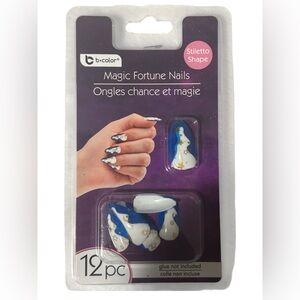 *FREE WITH PURCHASE* STILETTO SHAPE NAILS MAGIC FORTUNE DESIGN NEW WHITE BLUE